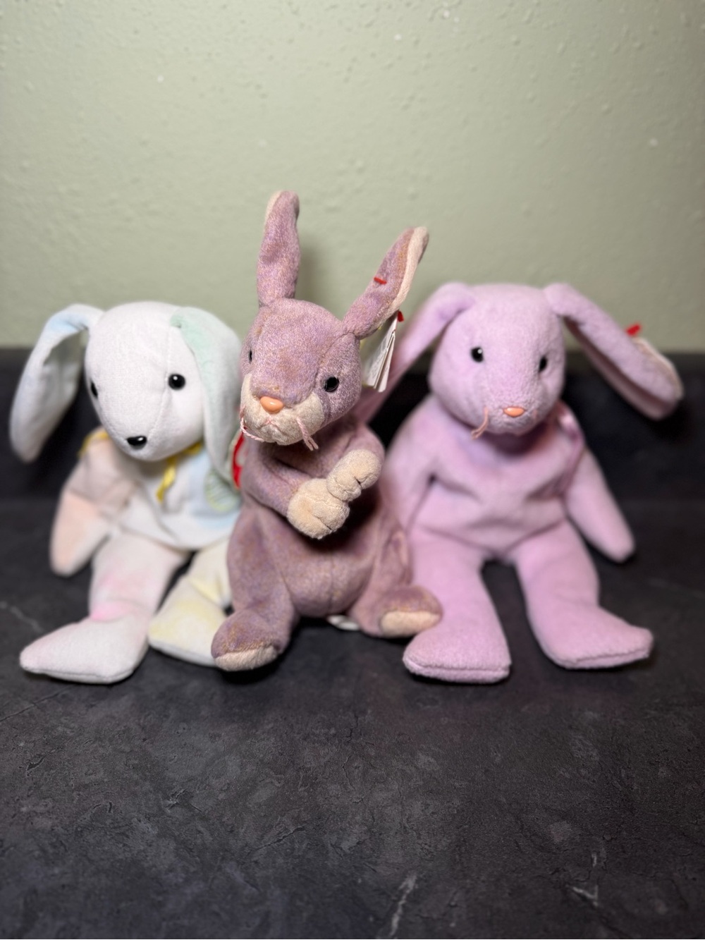 Ty Beanie Babies Bunny Trio Lot - Color Me Beanie, Floppity, and Hippity